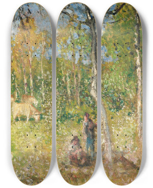 Triptych art skateboard deck of Pierreeugne Montzin Scne De Campagne by Pierre-Eugne Montzin (1874-1946)