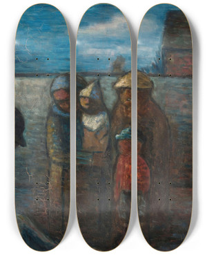 Triptych art skateboard deck of Wacaw Wsowicz Wypadek by Waclaw Wasowicz (1891-1942)