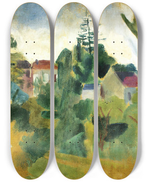 Triptych art skateboard deck of Robert Delaunay Paysage Inachev by Robert Delaunay (1885-1941)