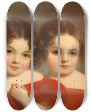 Triptych art skateboard deck of Thomas Sully The Leland Sisters by Thomas Sully (1783-1872)