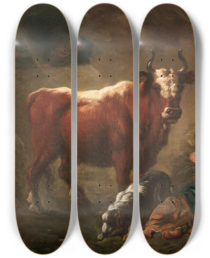 Triptych art skateboard deck of Jeanhonor Fragonard Intrieur Dtable by Jean-Honor Fragonard (1732-1806)