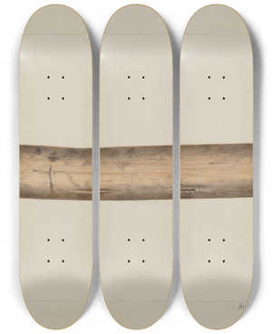 Triptych art skateboard deck of Annie B Johnston Earthenware Drain Tile by Annie B Johnston (20-)