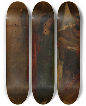 Triptych art skateboard deck of James Ensor Biblical Scene by James Ensor (1860-1949)