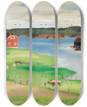 Triptych art skateboard deck of Albert Marquet Pturages Hesnes by Albert Marquet (1875-1947)