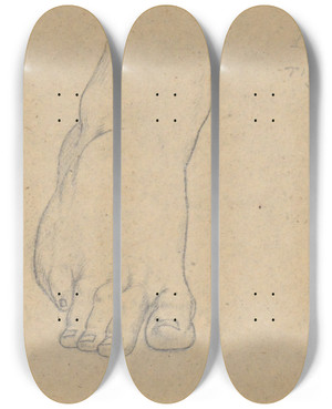 Triptych art skateboard deck of Samuel Finley Breese Morse Study For The Judgment Of Jupiter Idas Rightfoot by Samuel Finley Breese Morse (1791-1872)