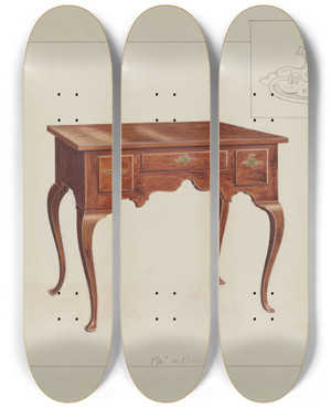 Triptych art skateboard deck of Alfred Walbeck Lowboy by Alfred Walbeck