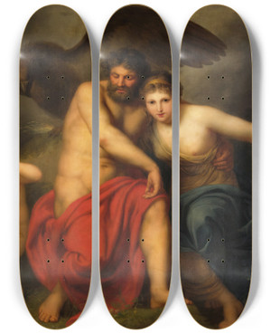 Triptych art skateboard deck of Andries Cornelis Lens Zeus And Hera On Mount Ida by Andries Cornelis Lens (1739-1822)