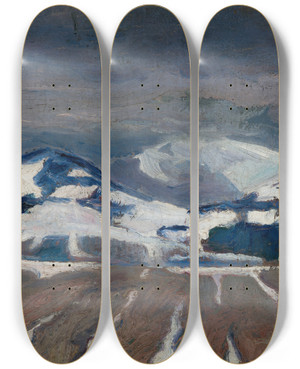 Triptych art skateboard deck of Henryk Szczygliski Babia Gra by Henryk Szczyglinski (1881-1944)