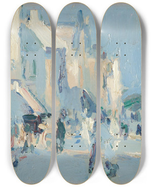 Triptych art skateboard deck of Samuel John Peploe Parisplage by Samuel John Peploe (1871-1935)