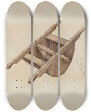 Triptych art skateboard deck of Kurt Melzer Grape Crusher by Kurt Melzer