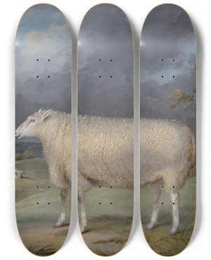 Triptych art skateboard deck of James Ward A Border Leicester Ewe by James Ward (1769-1859)