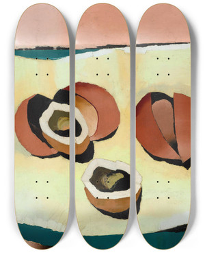 Triptych art skateboard deck of Romuald Kamil Witkowski Coconuts by Romuald Kamil Witkowski (1876-1950)