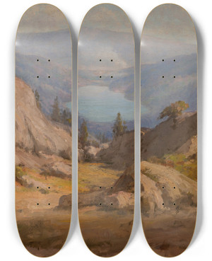 Triptych art skateboard deck of William Franklin Jackson Donner Lake by William Franklin Jackson (1850-1936)