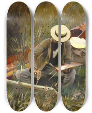 Triptych art skateboard deck of John Singer Sargent An Out Of Doors Study by John Singer Sargent (1856-1925)