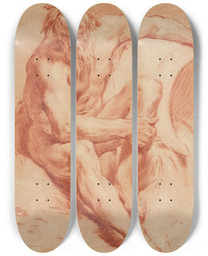 Triptych art skateboard deck of Paul Troger River God by Paul Troger (1698-1762)