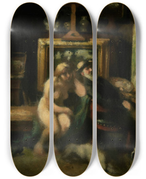 Triptych art skateboard deck of Jan Stobbaerts The Rest Of Diana by Jan Stobbaerts (1838-1914)