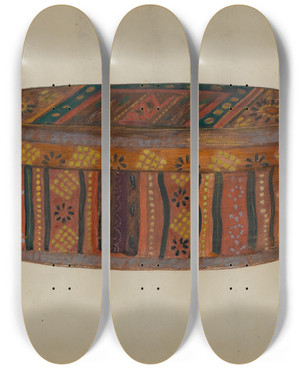 Triptych art skateboard deck of Meyer Goldbaum Pa Germans Brides Box by Meyer Goldbaum