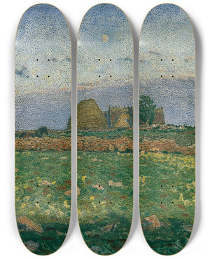 Triptych art skateboard deck of Nils Kreuger Rest by Nils Kreuger (1858-1930)