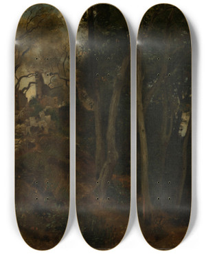 Triptych art skateboard deck of Albert Lang Landschaft Bei Lerici by Albert Lang (1847-1933)