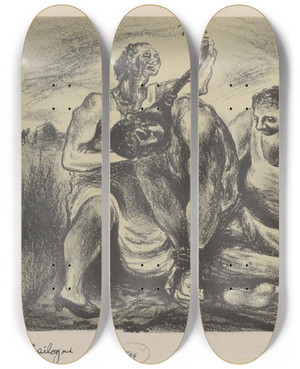 Triptych art skateboard deck of Charles M Campbell Epilogue by Charles M Campbell (1905-1985)