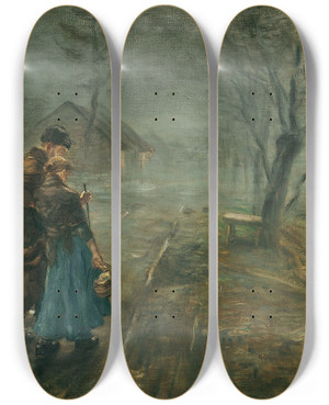 Triptych art skateboard deck of Fritz Von Uhde Schwerer Gang_2 by Fritz Von Uhde (1848-1911)