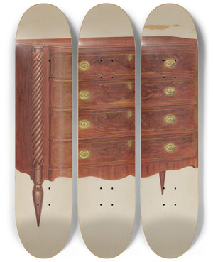 Triptych art skateboard deck of Arthur Johnson Chest Of Drawers_2 by Arthur Johnson
