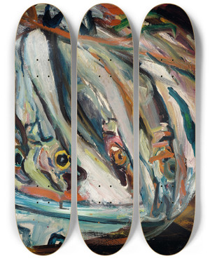 Triptych art skateboard deck of Cham Soutine Nature Morte Aux Poissons by Chaim Soutine (1893-1943)