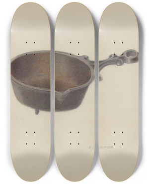 Triptych art skateboard deck of Ej Gilsleider Porringer by E.J. Gilsleider