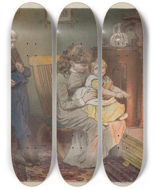 Triptych art skateboard deck of Robert Barnes By The Heath by Robert Barnes (1840-1895)