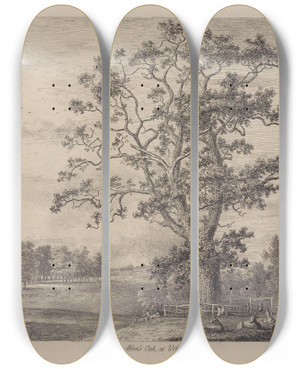 Triptych art skateboard deck of Jacob George Strutt The Abbots Oak by Jacob George Strutt (1784-1867)