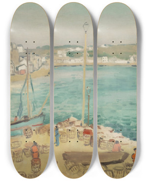 Triptych art skateboard deck of Albert Marquet Audierne Les Tonneaux by Albert Marquet (1875-1947)