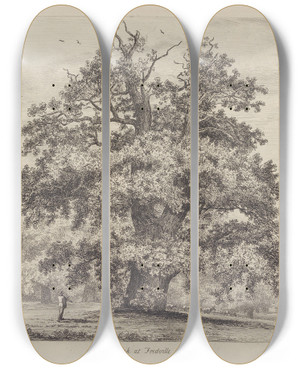 Triptych art skateboard deck of Jacob George Strutt The Fredville Oak Beauty by Jacob George Strutt (1784-1867)