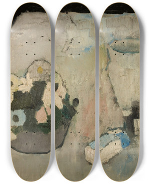 Triptych art skateboard deck of Arnulf Verland Stilleben by Arnulf Overland (1889-1968)