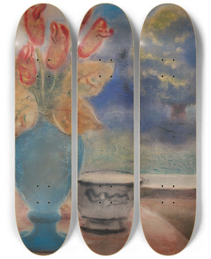 Triptych art skateboard deck of Ferdinand Schirren Still Life by Ferdinand Schirren