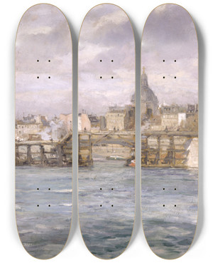 Triptych art skateboard deck of Eugne Louis Gillot Lestacade De Lle Saintlouis by Eugene Louis Gillot (1867-1925)