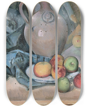 Triptych art skateboard deck of Paul Czanne Stoneware Pitcher by Paul Cezanne (1839-1906)
