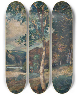 Triptych art skateboard deck of Wilfrid Gabriel De Glehn Bretagne France by Wilfrid Gabriel De Glehn (1870-1951)