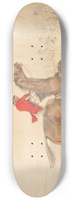 Henry Thomas Alken - Rider on a Brown Horse About to Jump a Rail Fence to the Right 8.25 inch art skate deck Henry Thomas Alken - Rider on a Brown Horse About to Jump a Rail Fence to the Right 8.25 inch art skate deck
