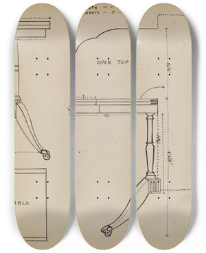 Triptych art skateboard deck of Jack Carr Card Table by Jack Carr