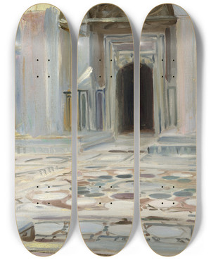 Triptych art skateboard deck of John Singer Sargent Pavement by John Singer Sargent (1856-1925)