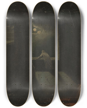 Triptych art skateboard deck of Franciszek Ksawery Lampi Monastery Scene Ii by Franciszek Ksawery Lampi (1782-1852)