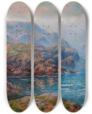 Triptych art skateboard deck of Henry Moret La Terre De Clden by Henry Moret (1856-1913)