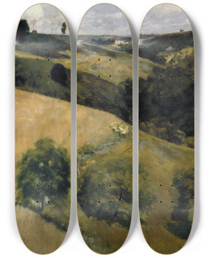 Triptych art skateboard deck of Kenyon Cox Flying Shadows by Kenyon Cox (1856-1919)