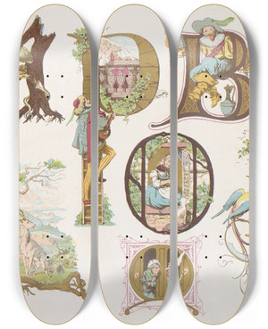 Triptych art skateboard deck of Bernhard Dondorf Dondorfs Alphabete Pl20 by Bernhard Dondorf (1833-1933)