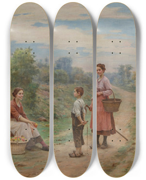 Triptych art skateboard deck of Csar Pattein Apples For Sale by Cesar Pattein (1850-1931)