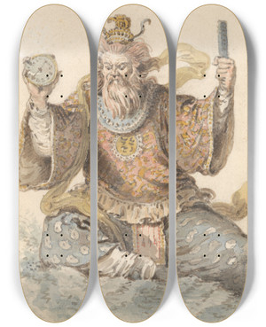 Triptych art skateboard deck of William Alexander Chinese Neptune by William Alexander (1767-1816)