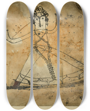 Triptych art skateboard deck of Paul Klee Classical Grotesque by Paul Klee (1879-1940)