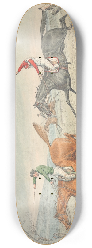Henry Thomas Alken - Steeplechasing; Three Riders Taking a Brook 8.25 inch art skate deck Henry Thomas Alken - Steeplechasing; Three Riders Taking a Brook 8.25 inch art skate deck