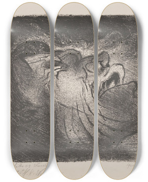Triptych art skateboard deck of Henri Braakensiek Stervende by Henri Braakensiek (1891-1941)