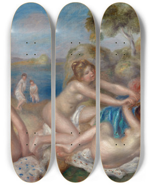 Triptych art skateboard deck of Pierreauguste Renoir Bathers Playing With A Crab by Pierre-Auguste Renoir (1841-1919)